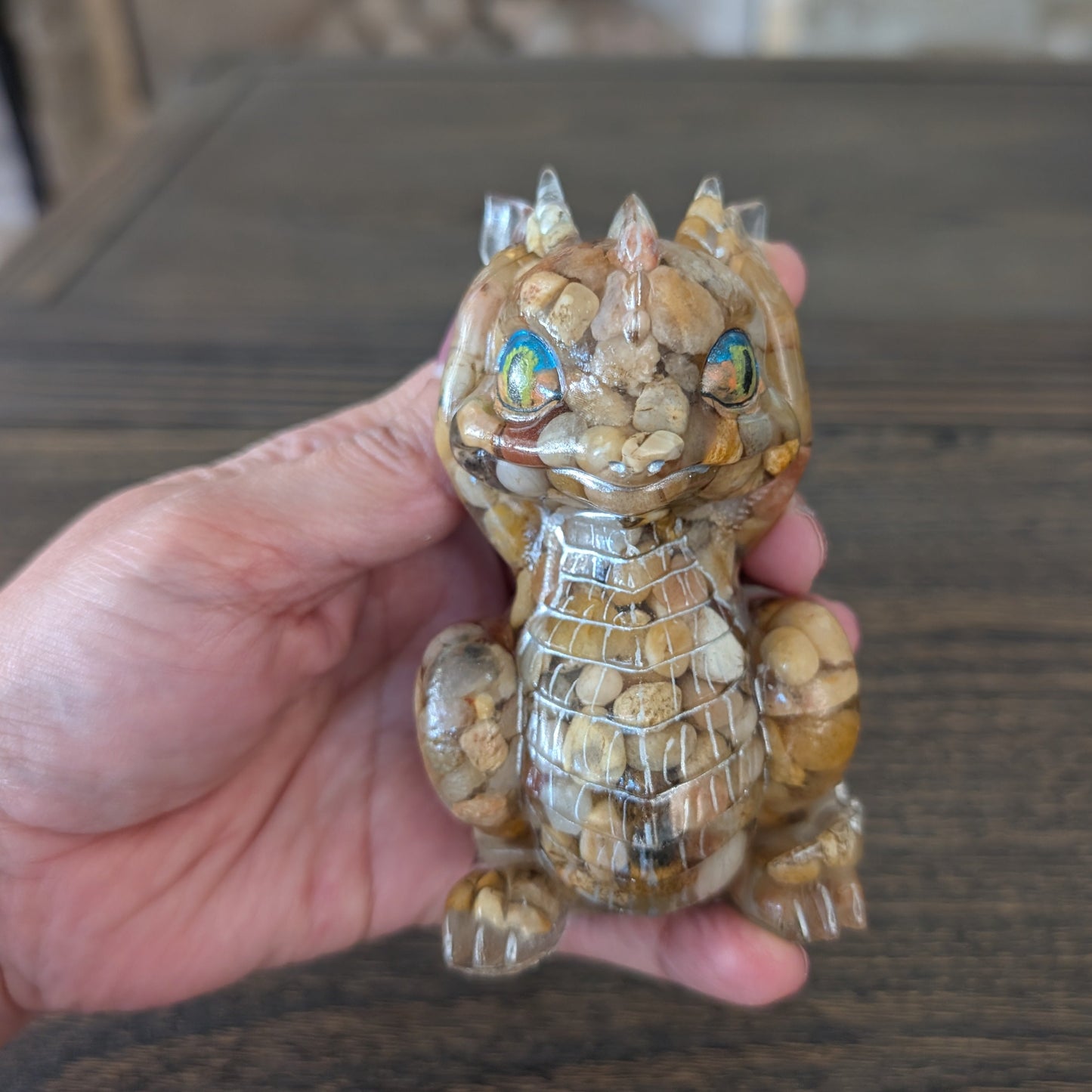 Guardian of Wisdom: "No Evil" Rock & Resin Dragon Figurines