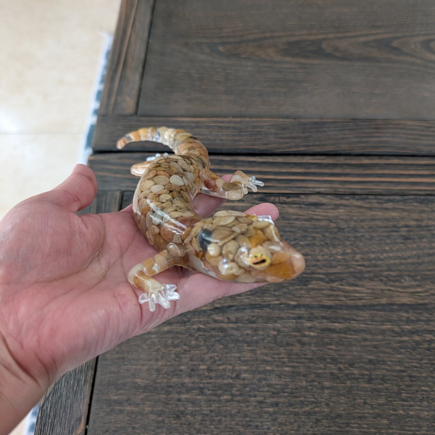 9-Inch Resin Lizard Knickknack – Hand-Painted Trinket for Animal Lovers
