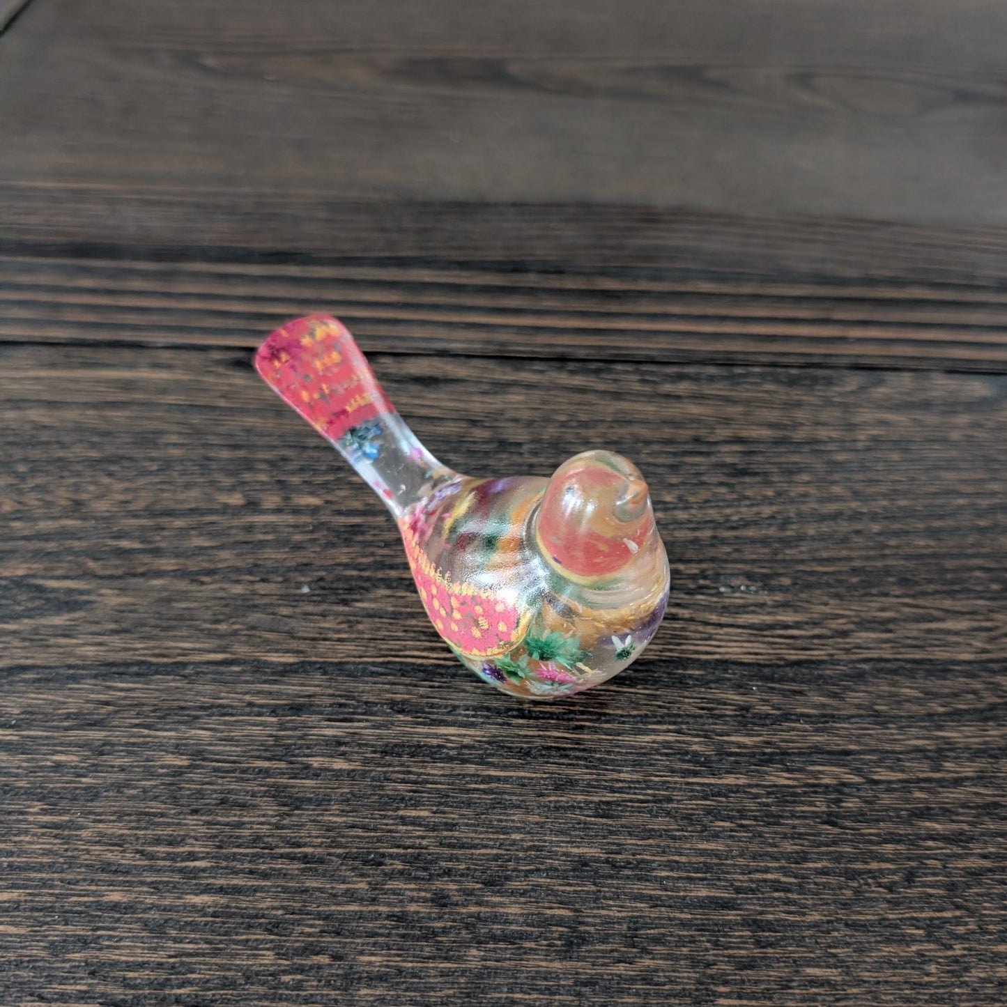 Vibrant Floral Bird Sculpture | Hand-Poured Epoxy Resin Art