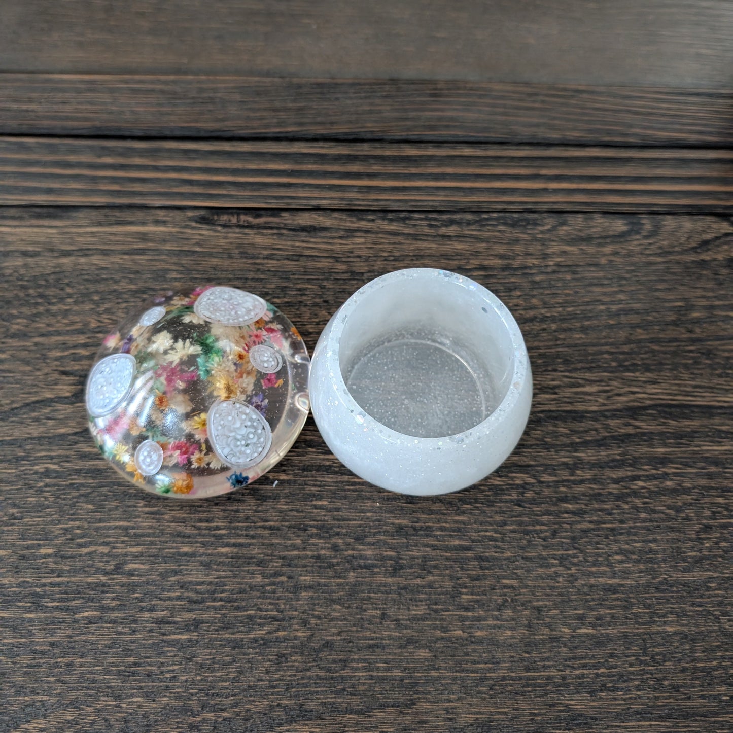 Handmade Resin Mushroom Trinket Box with Lid – Small Jewelry Jar