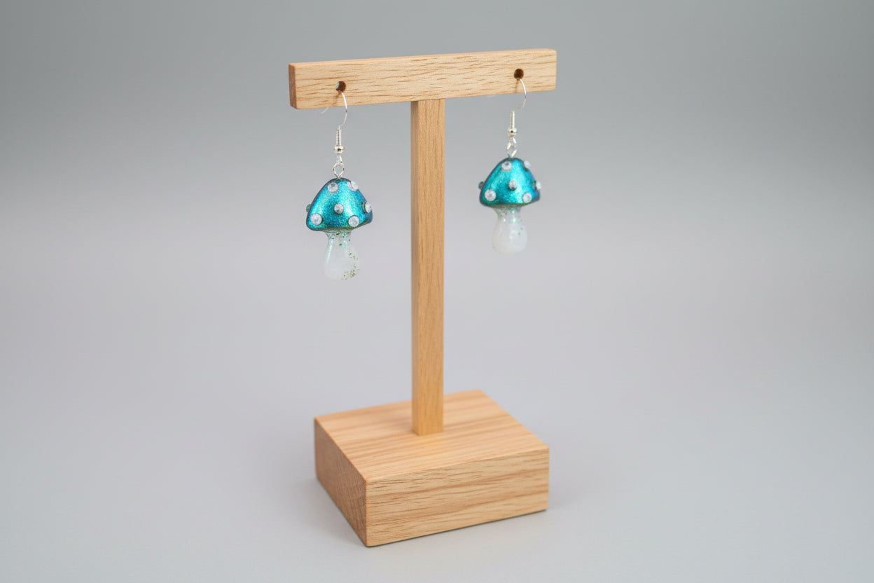 Earrings - Resin Mushroom on Sterling Silver 925 hook