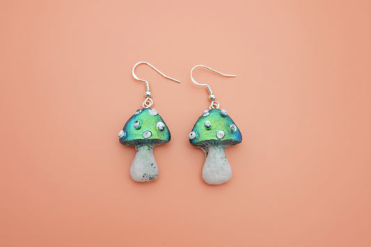 Earrings - Resin Mushroom on Sterling Silver 925 hook