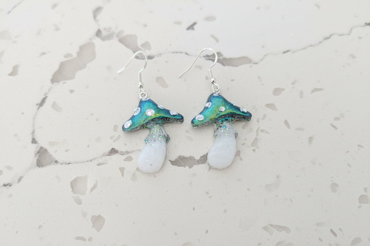 Earrings - Resin mushroom on silver 925 hook