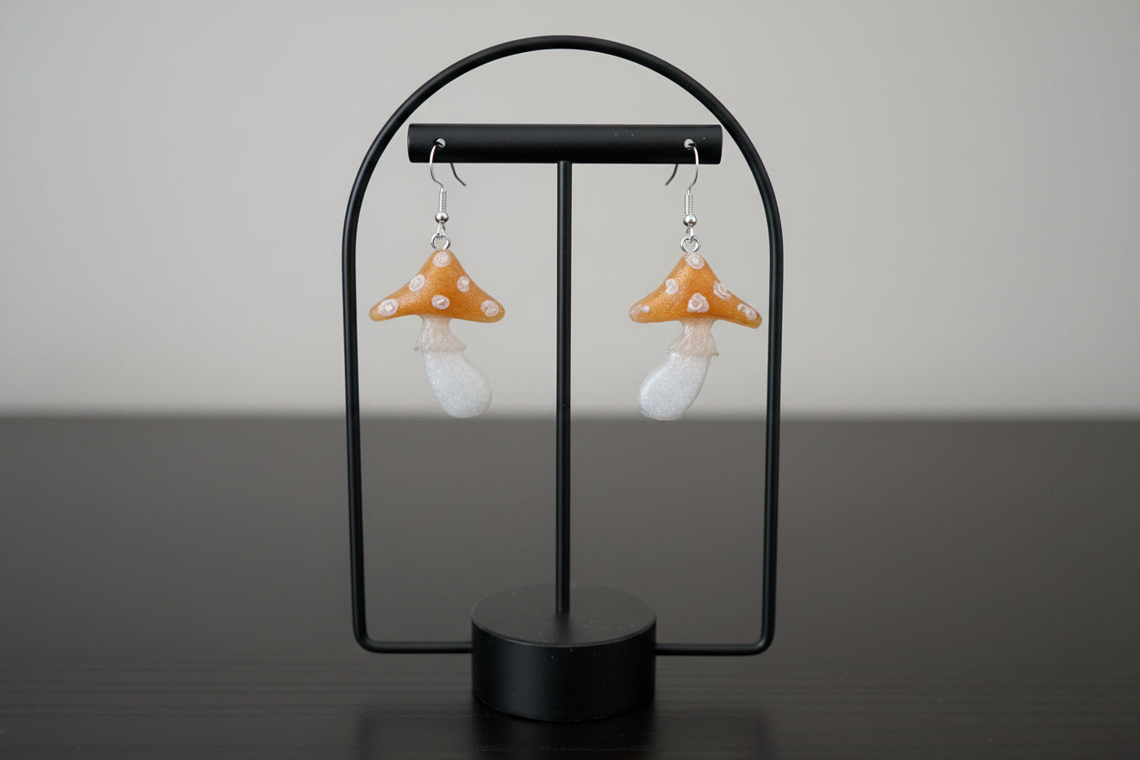 Earrings - Resin mushroom on silver 925 hook