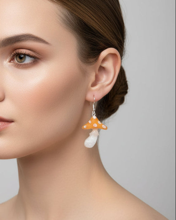 Earrings - Resin mushroom on silver 925 hook