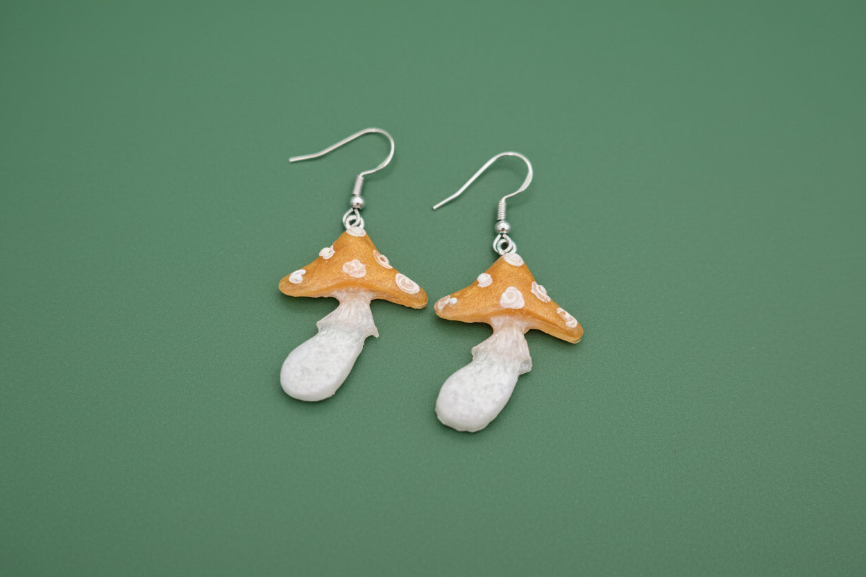 Earrings - Resin mushroom on silver 925 hook
