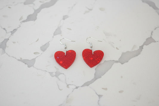 Earrings - Resin medium heart on 925 hook
