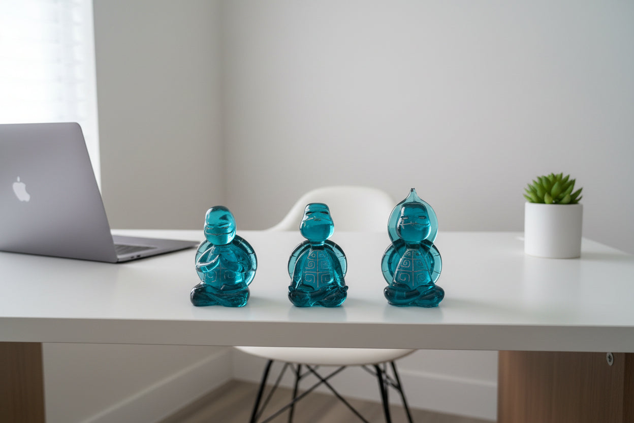 Tranquil Trio: Handmade Resin Meditation Turtles