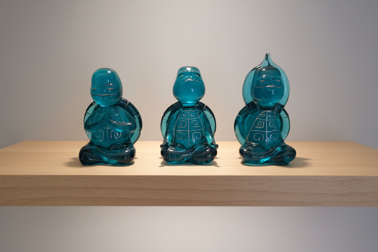 Tranquil Trio: Handmade Resin Meditation Turtles