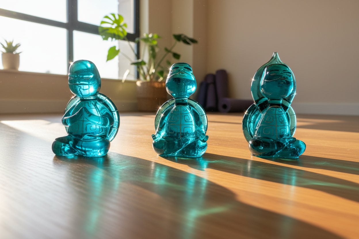 Tranquil Trio: Handmade Resin Meditation Turtles