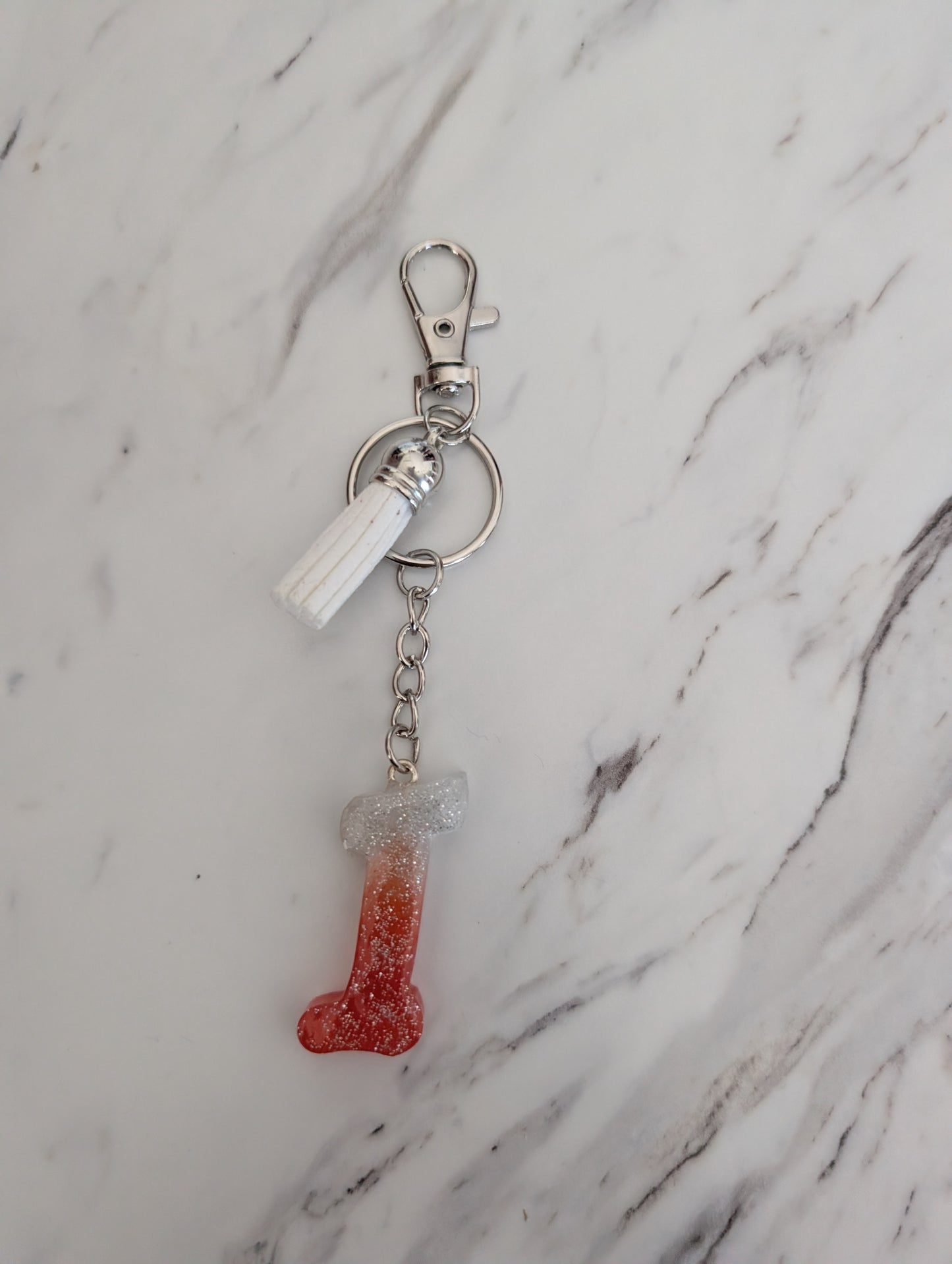 White and red letter I Keychain 