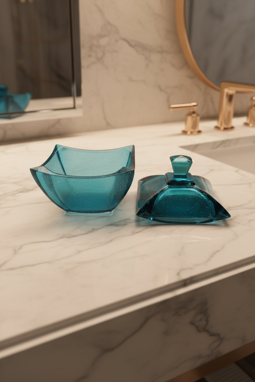 Large fancy resin trinket dish with lid