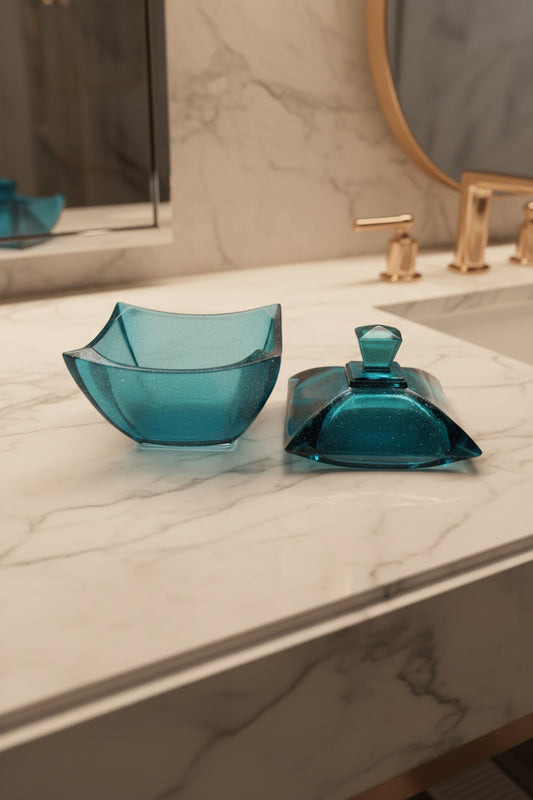 Large fancy resin trinket dish with lid