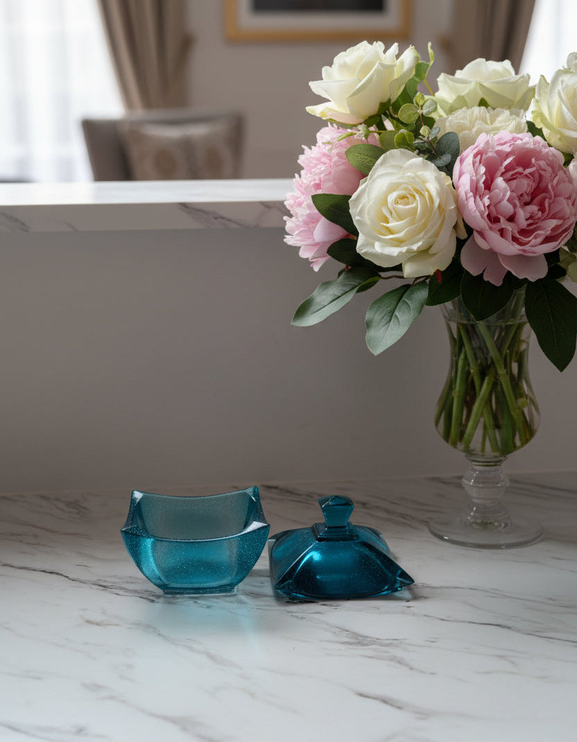 Large fancy resin trinket dish with lid