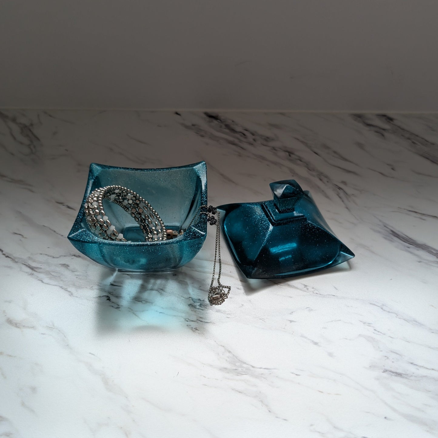 Large fancy resin trinket dish with lid