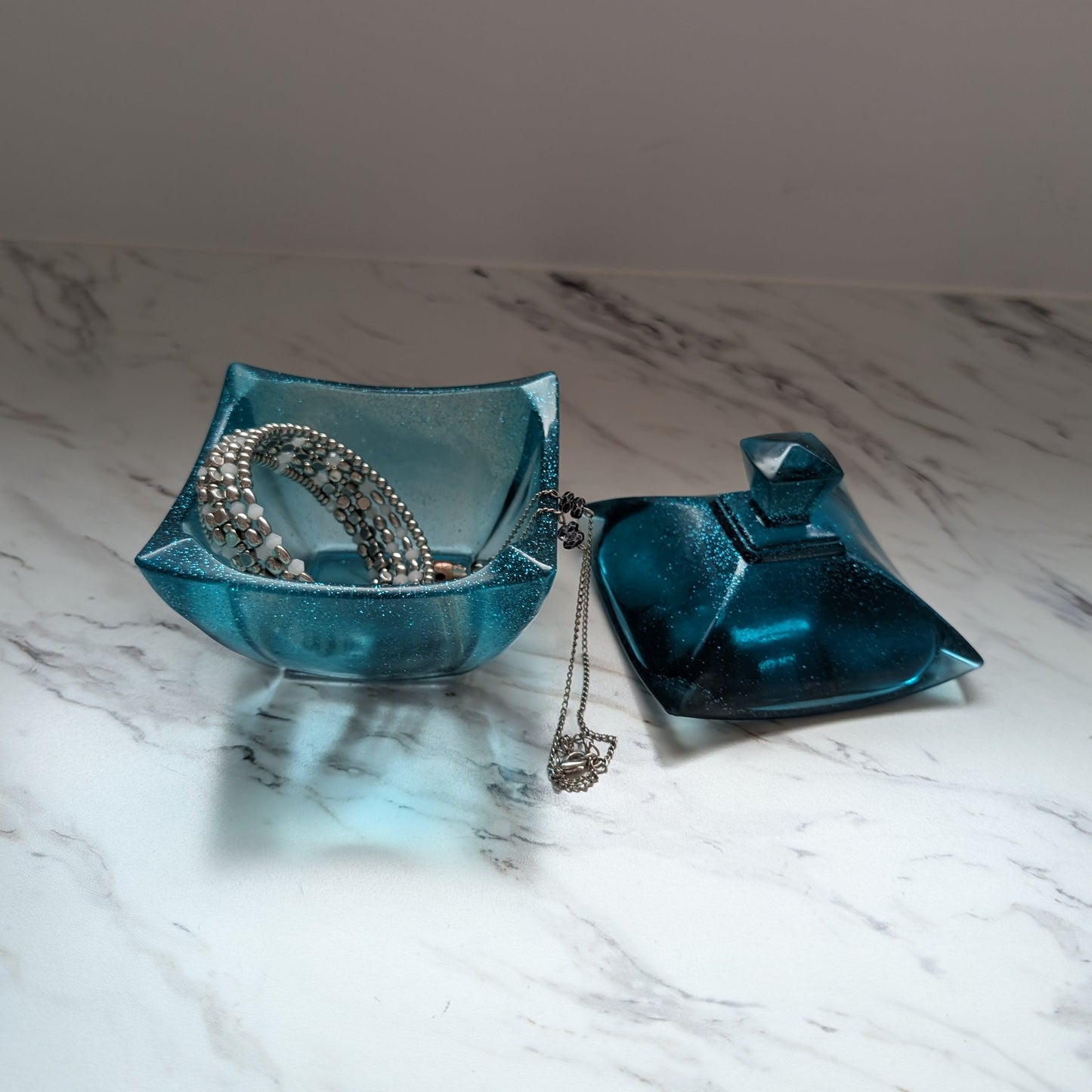 Large fancy resin trinket dish with lid