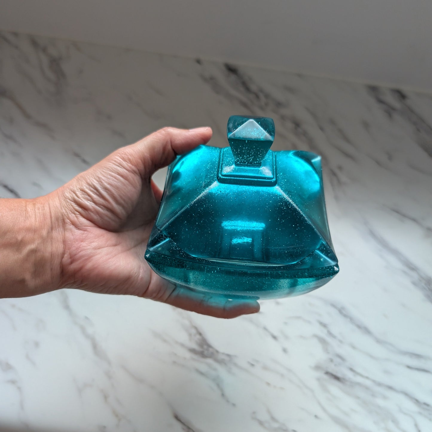 Large fancy resin trinket dish with lid