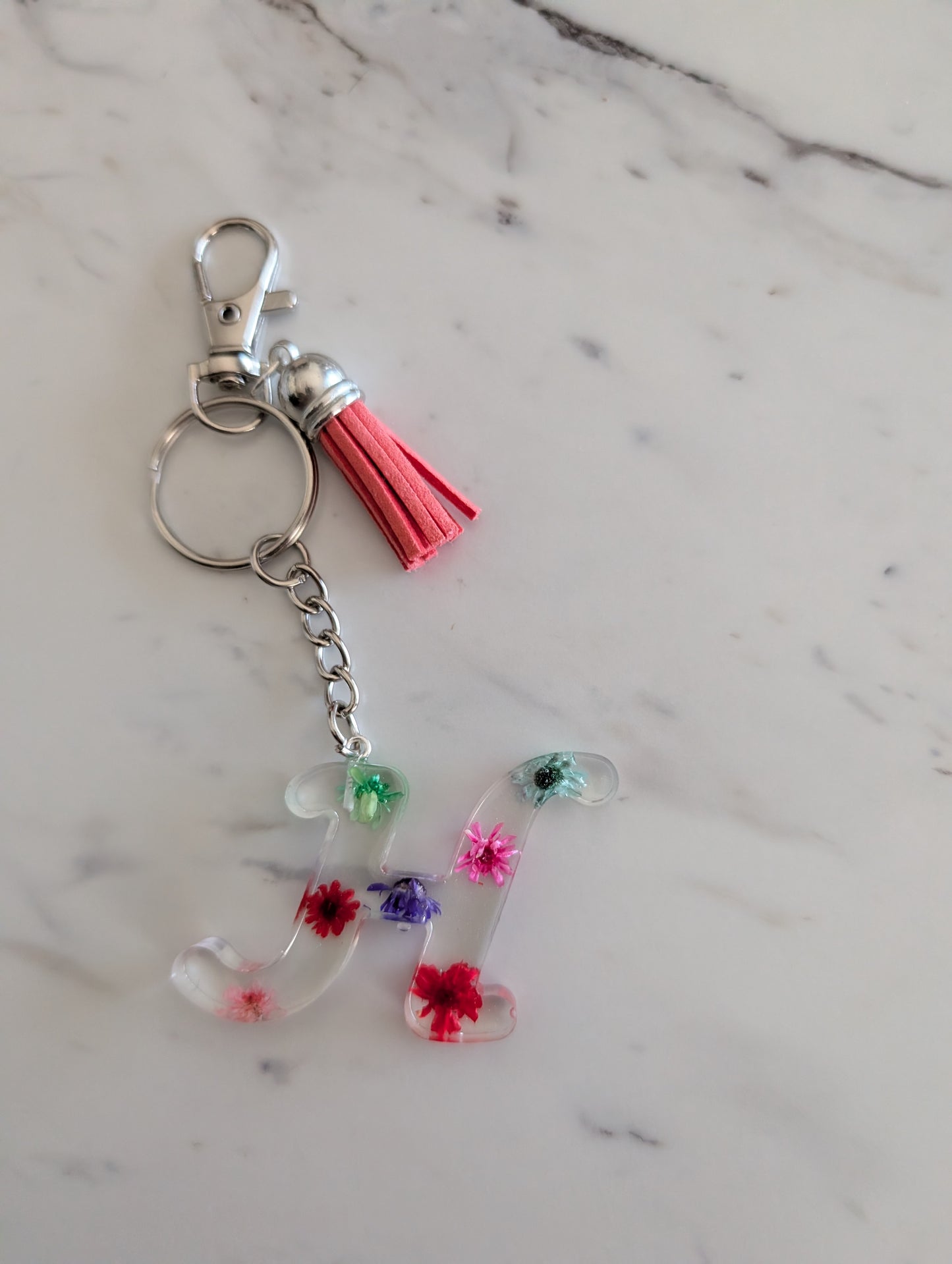 Floral letter H keychain 