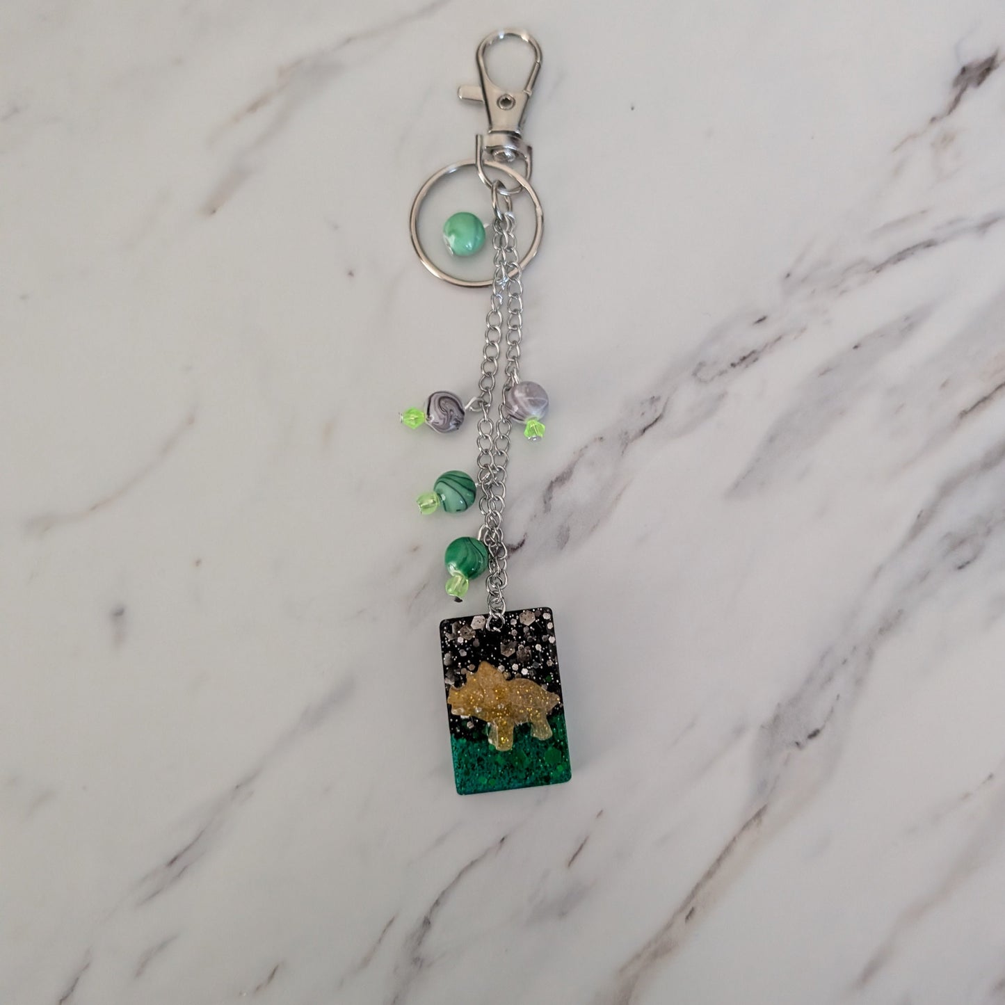 Triceratops with beads Bag Charm & Keychain