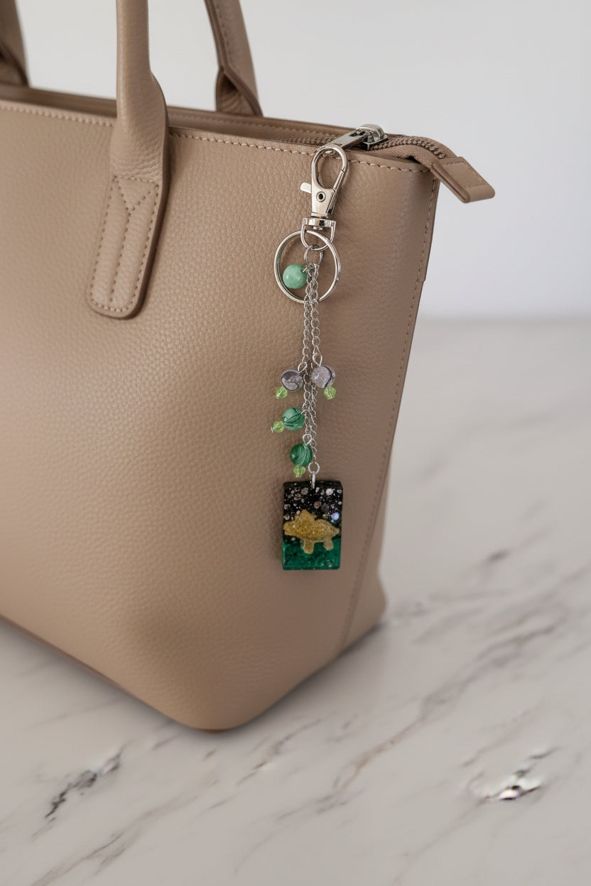 Triceratops with beads Bag Charm & Keychain