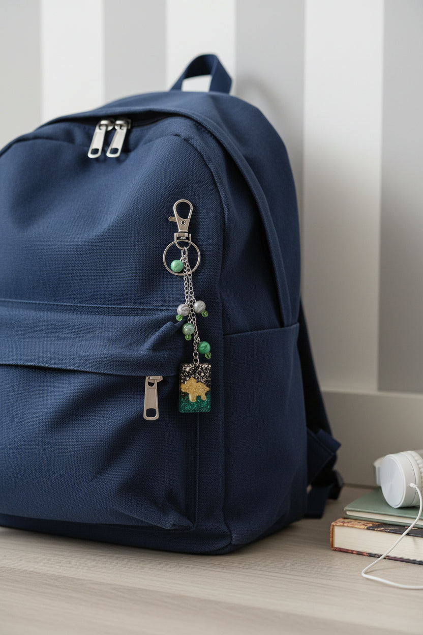 Triceratops with beads Bag Charm & Keychain