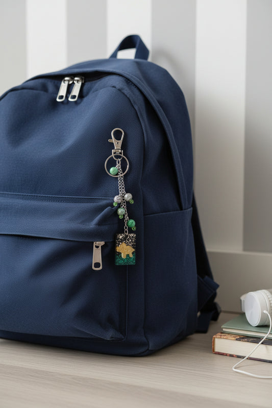 Triceratops with beads Bag Charm & Keychain