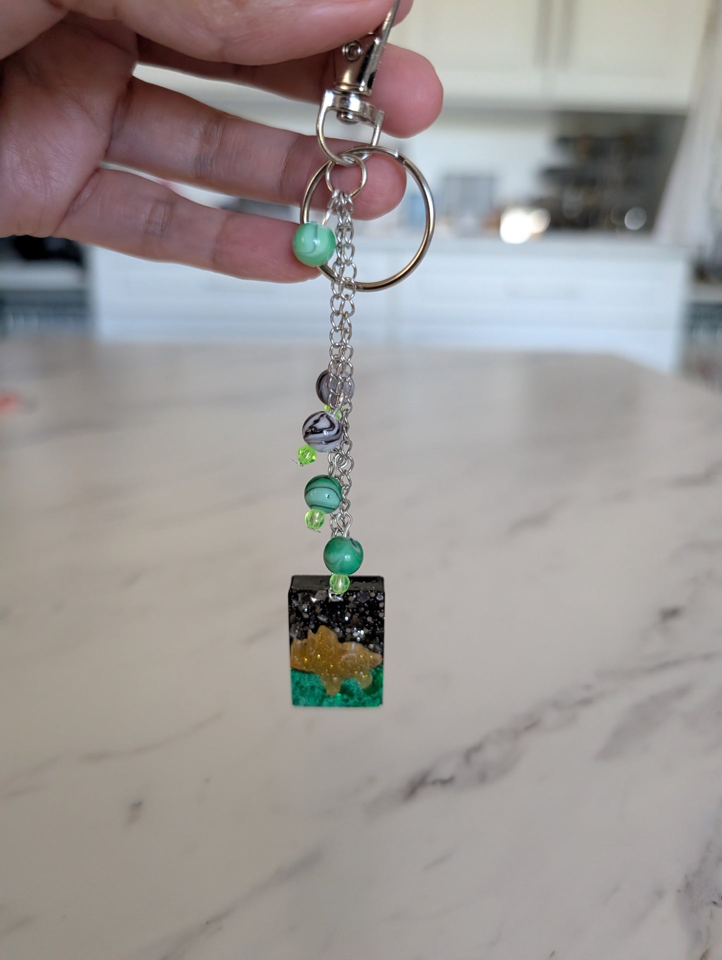 Triceratops with beads Bag Charm & Keychain