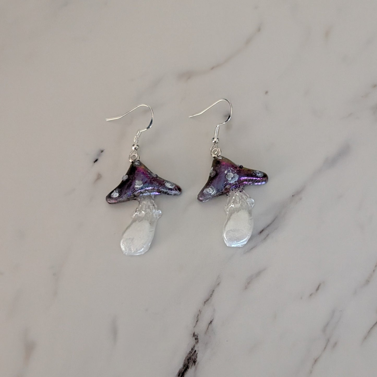 Earrings - Resin mushroom on silver 925 hook