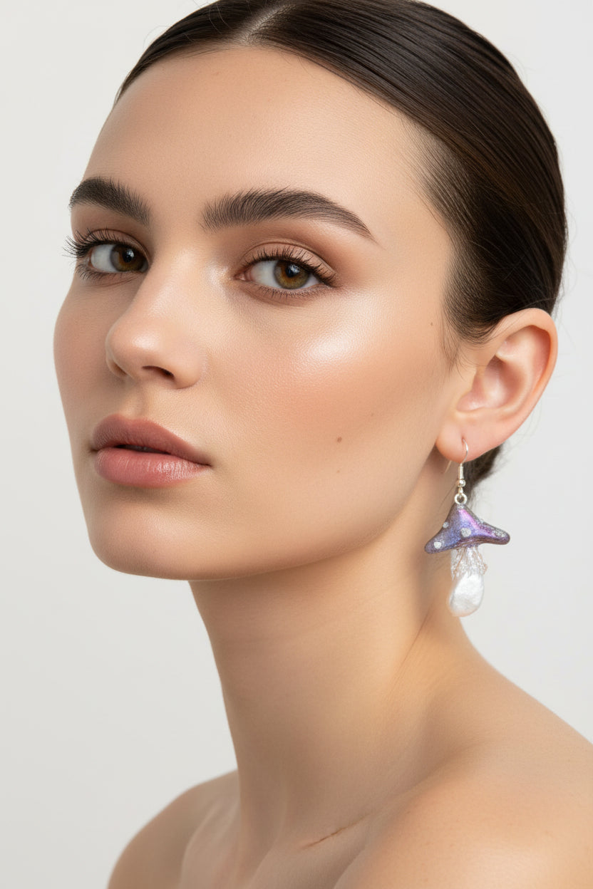 Earrings - Resin mushroom on silver 925 hook
