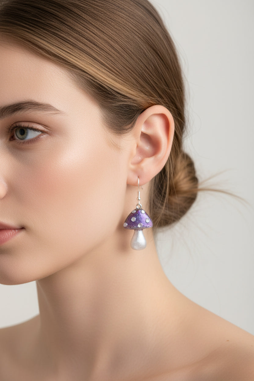 Earrings - Resin Mushroom on Sterling Silver 925 hook