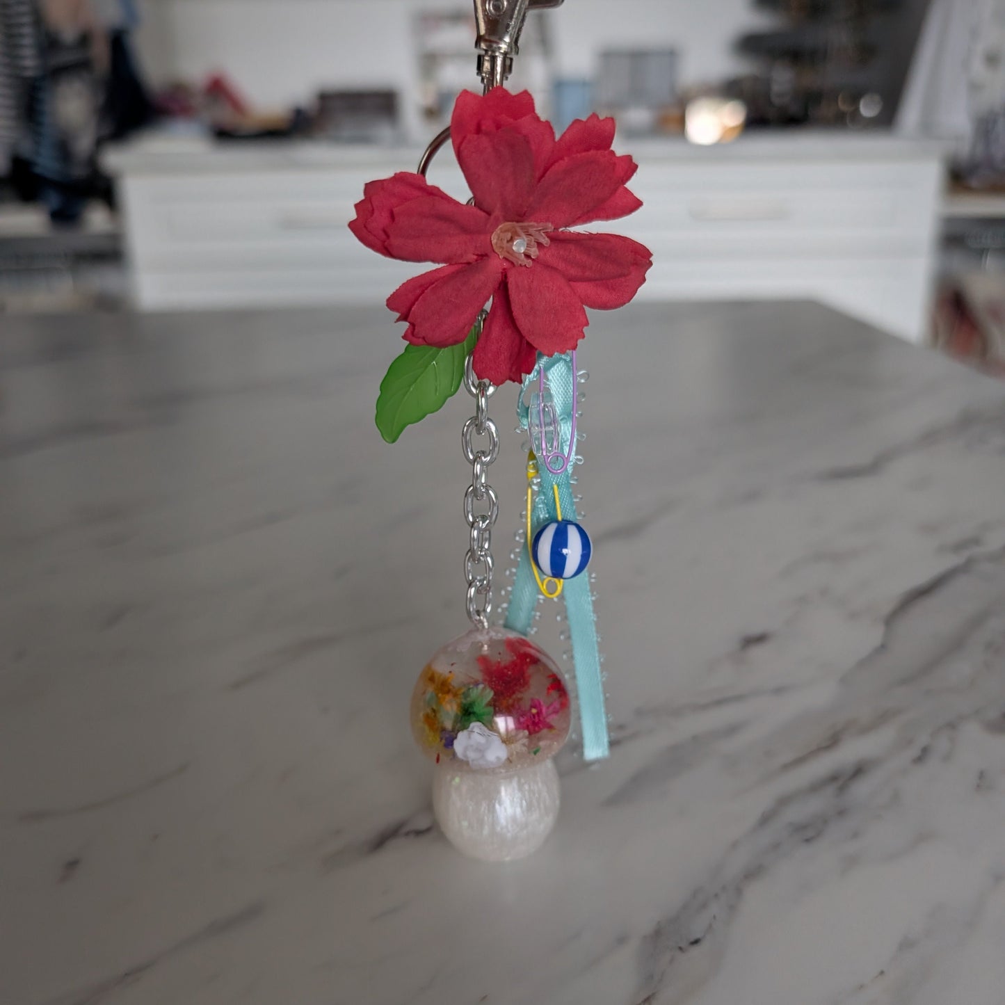 Whimsical Dried Flower Resin Mushroom Purse Accessory