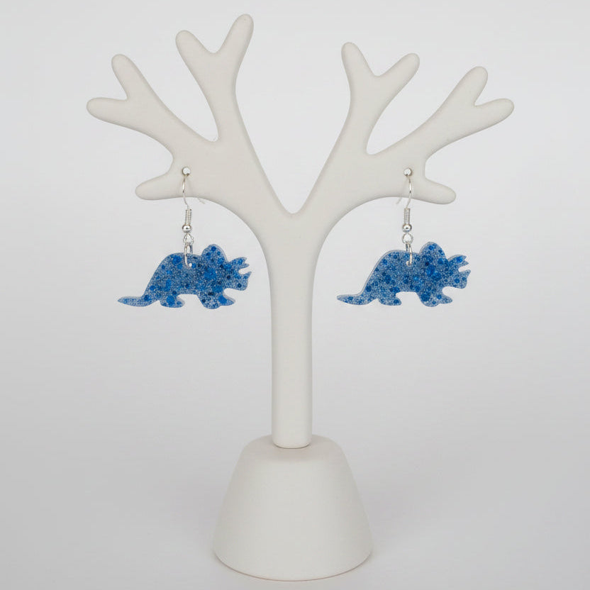 Earrings - Resin Triceratops dinosaur on 925 silver hook