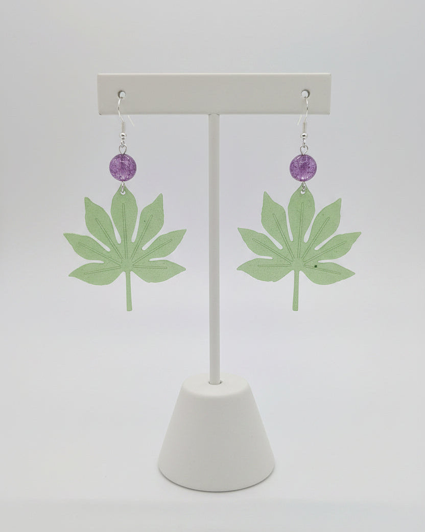 Botanical Resin Maple Leaf Dangle Earrings – .925 Sterling Silver Hooks