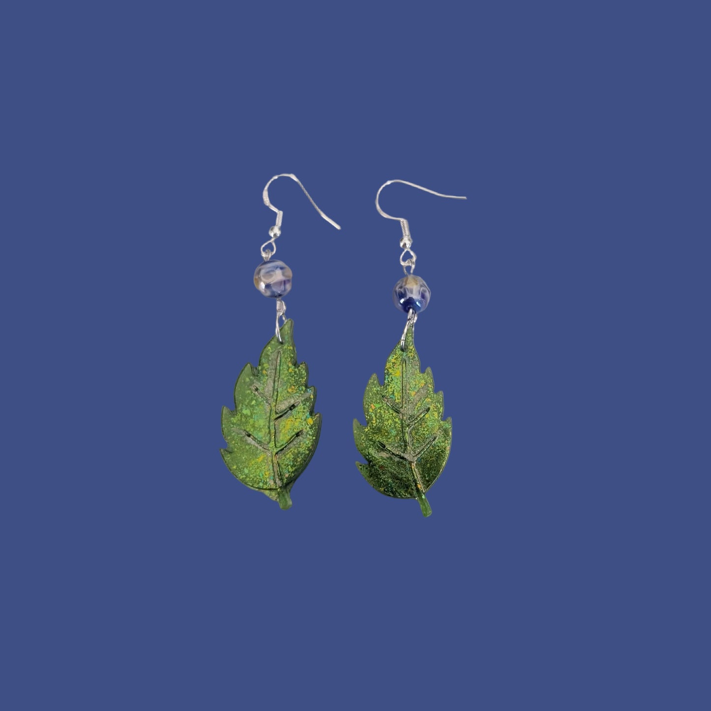 Enchanted Forest Textured Leaf Dangle Earrings in Sterling Silver