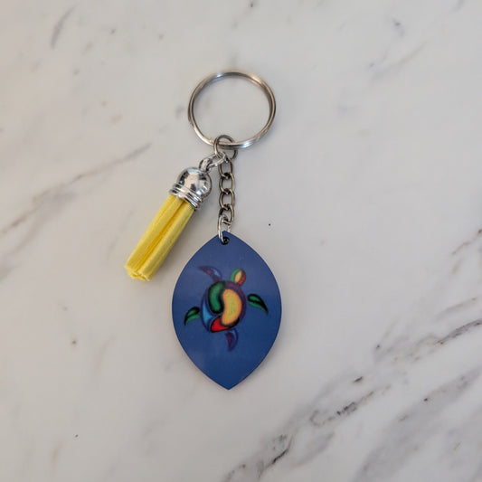 Double-Sided Rainbow Sea Turtle Keychain – Lightweight Beach & Ocean Key Ring