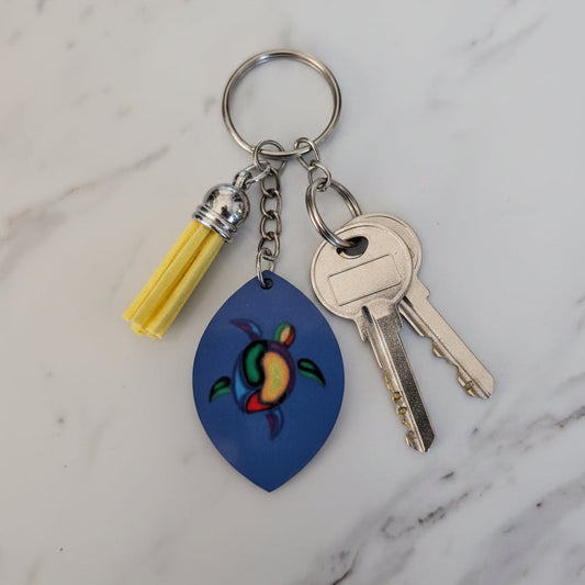 Double-Sided Rainbow Sea Turtle Keychain – Lightweight Beach & Ocean Key Ring