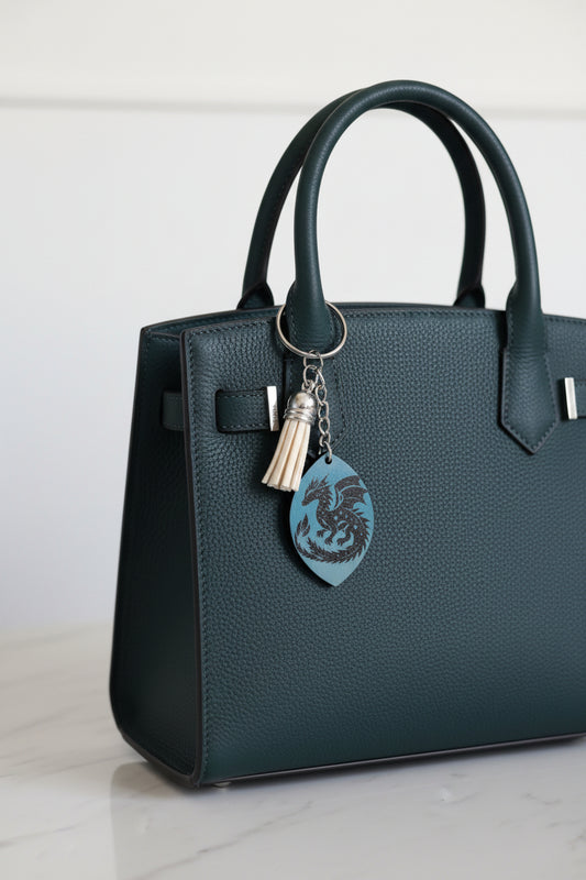Celestial Black Dragon Keychain – Double-Sided Sublimated Fantasy Bag Charm