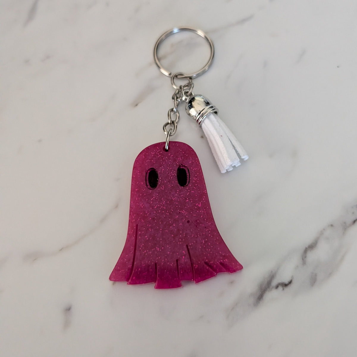 Keychain - Resin ghost with acrylic tassel