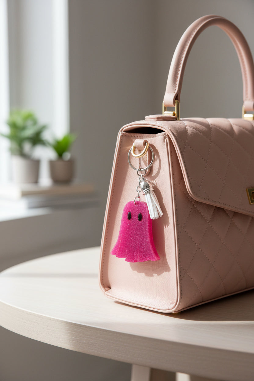 Keychain - Resin ghost with acrylic tassel