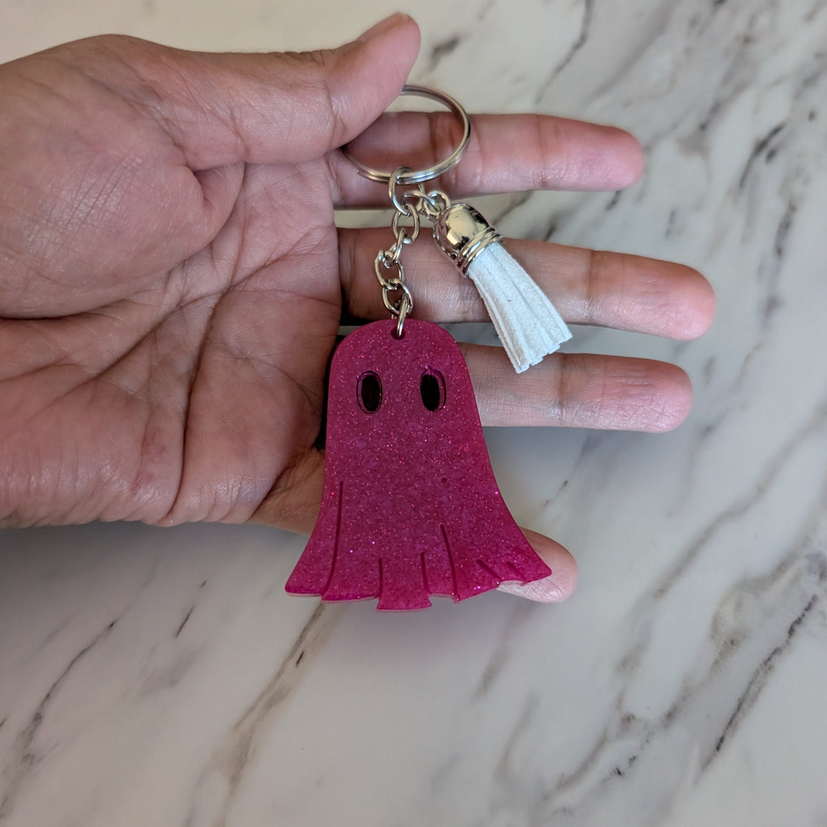 Keychain - Resin ghost with acrylic tassel