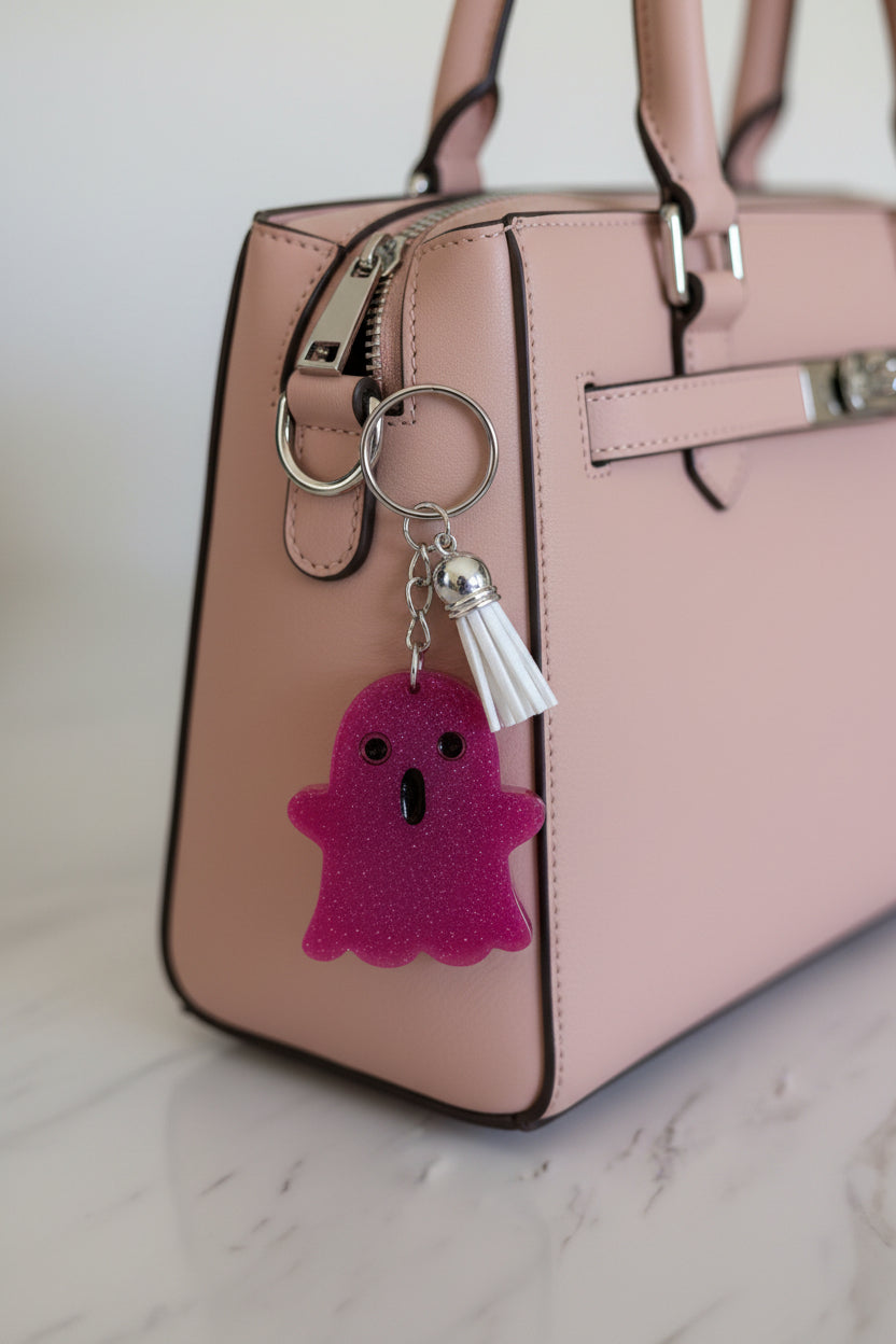 Keychain - Resin ghost with acrylic tassel