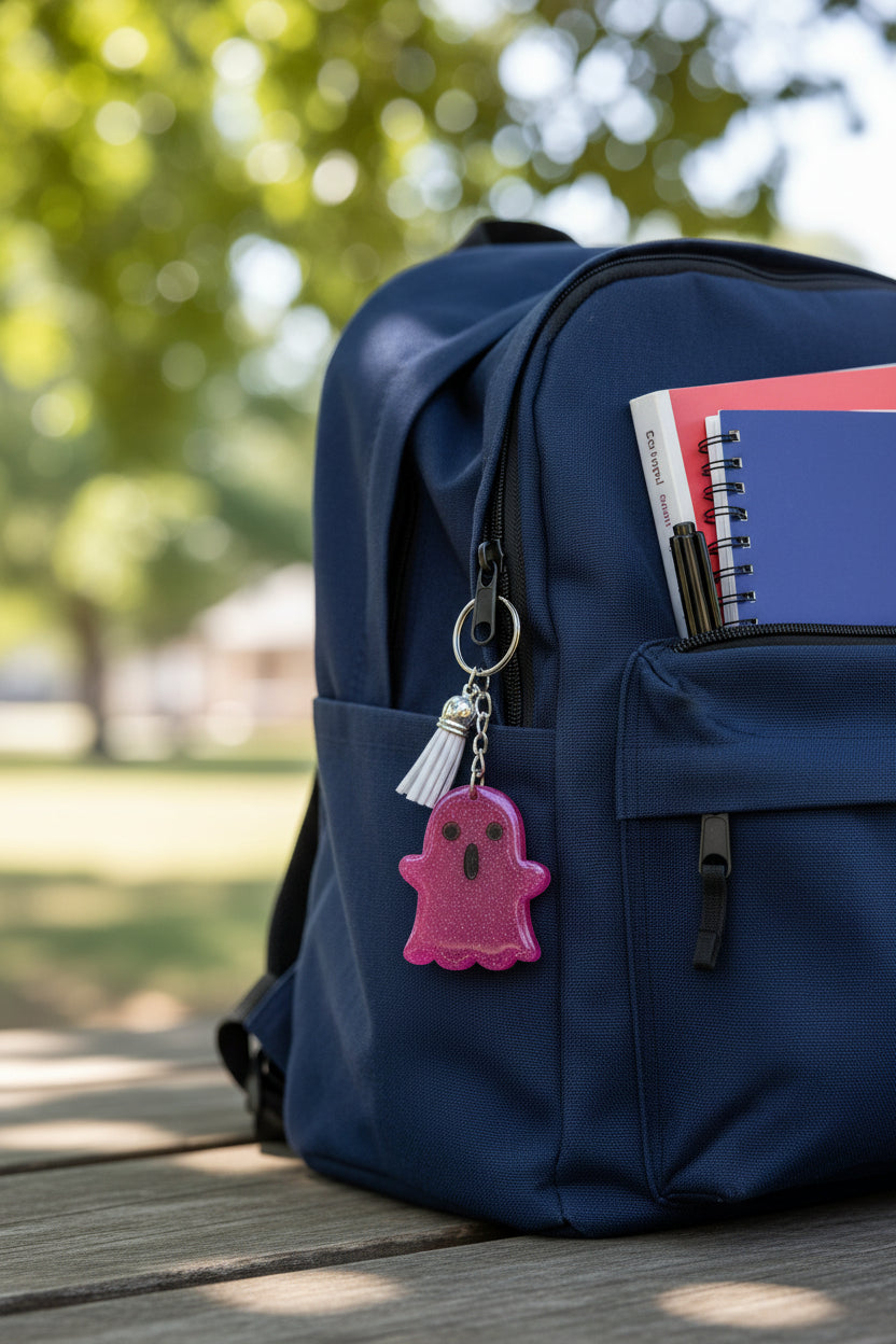 Keychain - Resin ghost with acrylic tassel