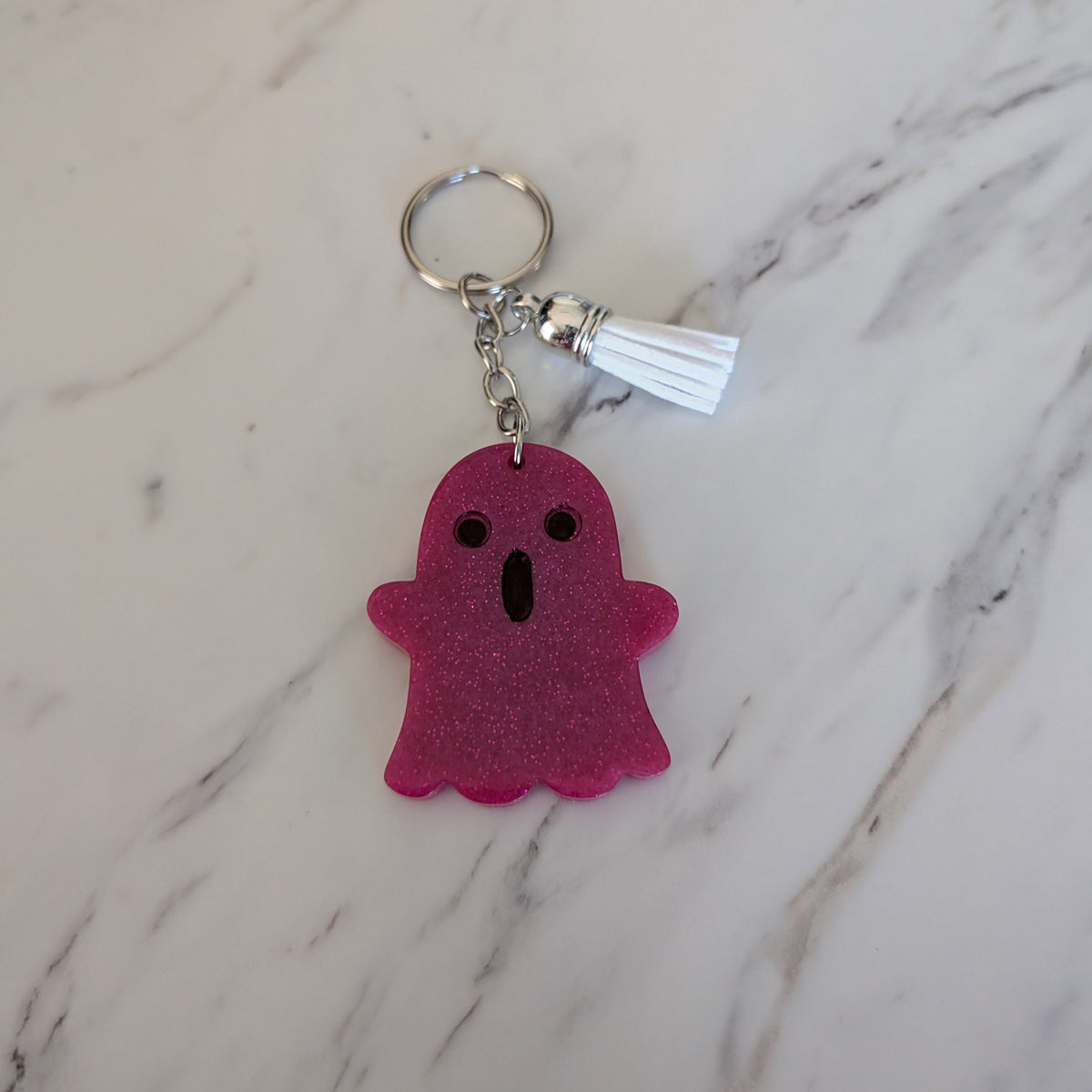 Keychain - Resin ghost with acrylic tassel