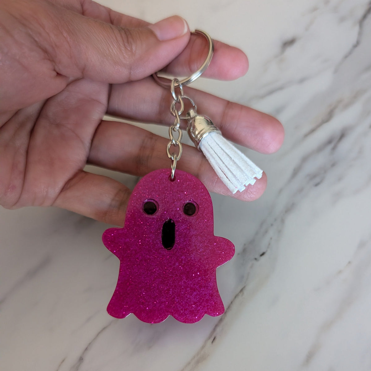 Keychain - Resin ghost with acrylic tassel