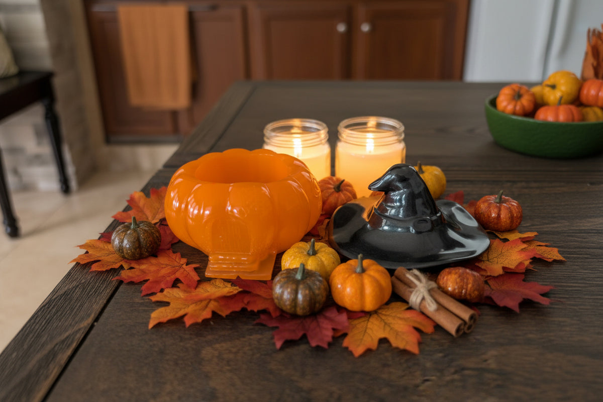 Resin pumpkin house trinket with hat lid