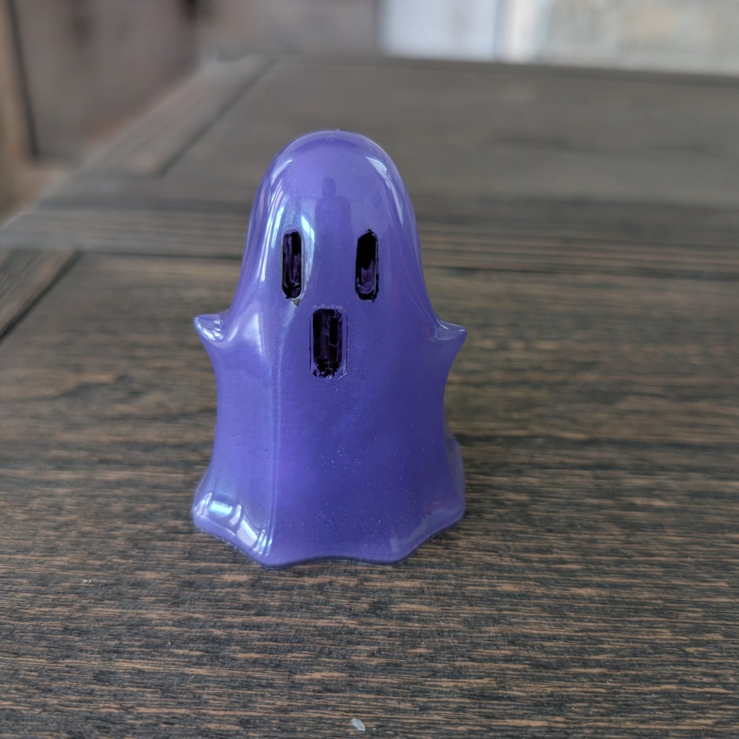 Purple Glow-in-the-Dark Ghost Figurine | Handcrafted Resin Decor