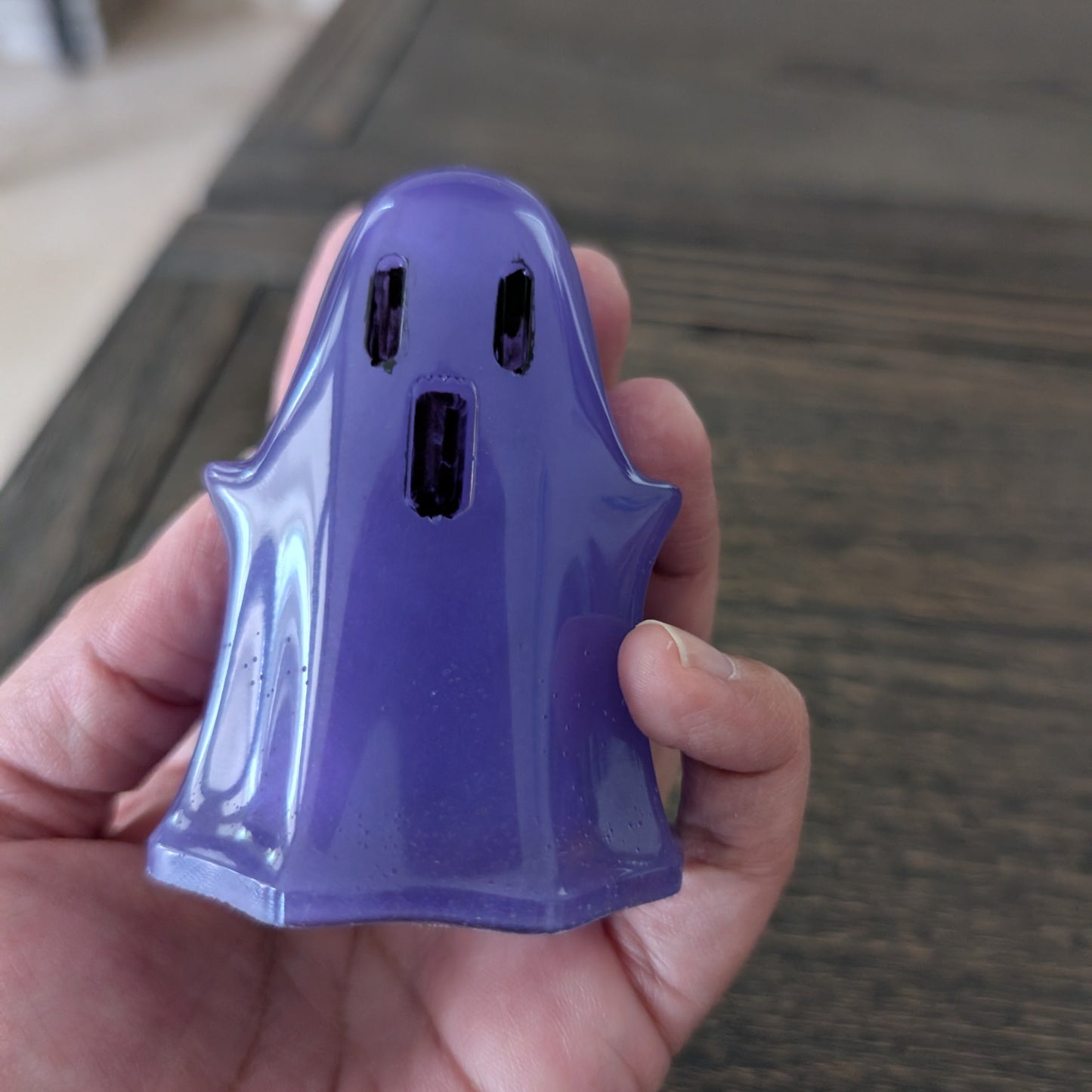 Purple Glow-in-the-Dark Ghost Figurine | Handcrafted Resin Decor