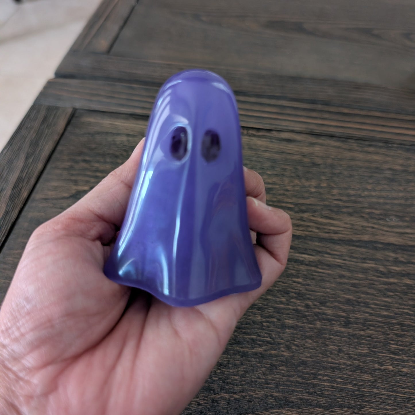 Purple Glow-in-the-Dark Ghost Figurine | Handcrafted Resin Decor