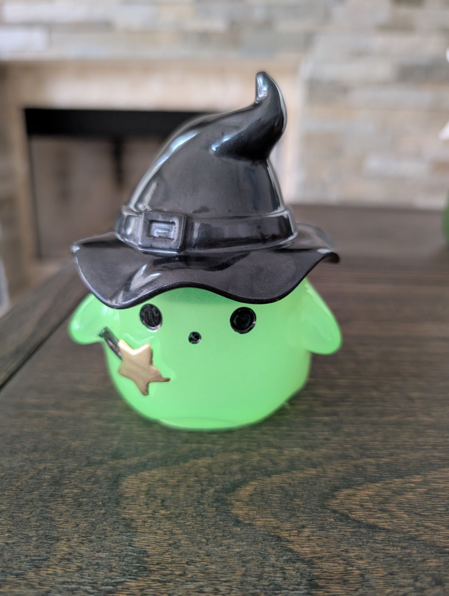 Handcrafted Resin Ghost Trinket Jar with Witch Hat Lid | Glow-in-the-Dark, Classic Pearl White & Mystical Purple