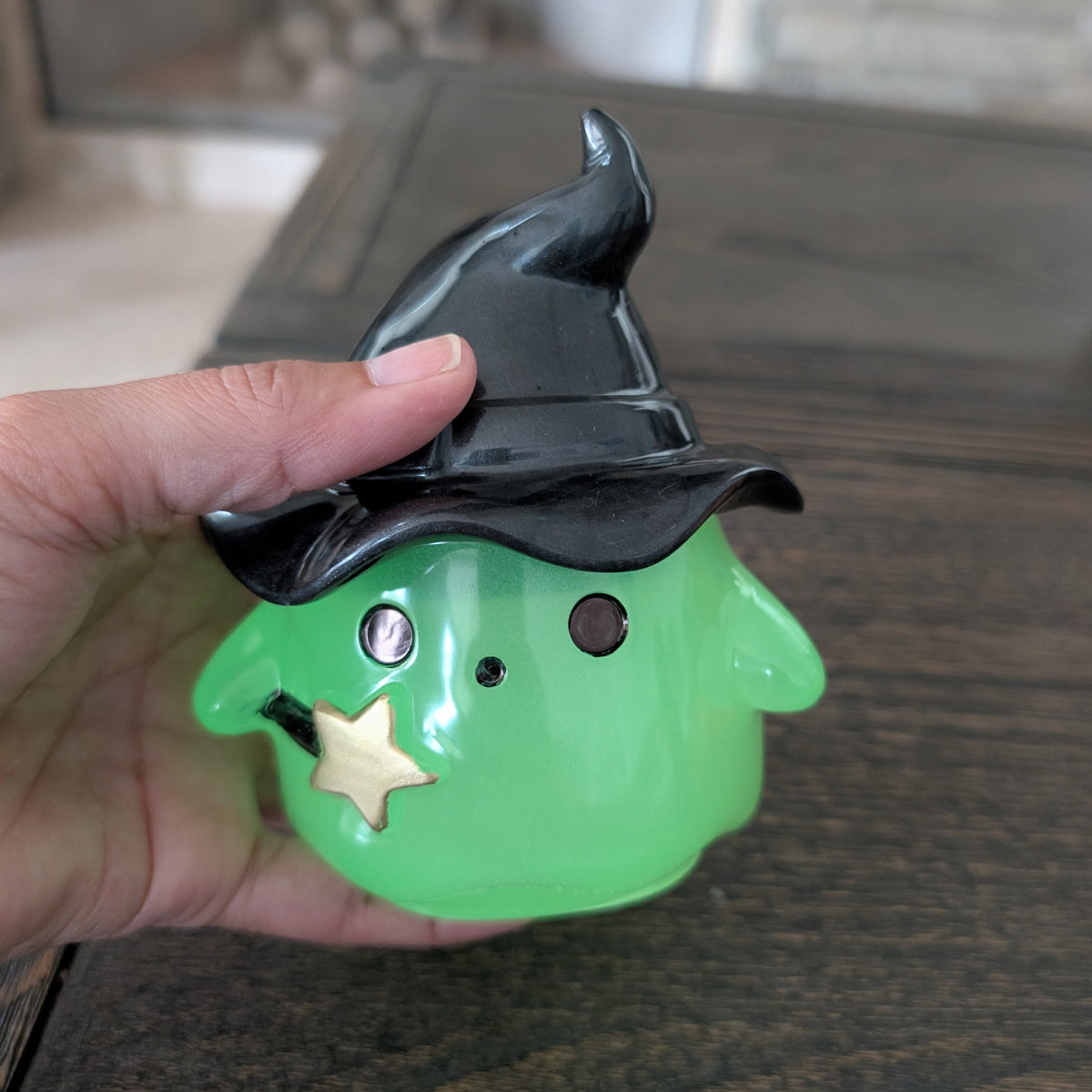 Handcrafted Resin Ghost Trinket Jar with Witch Hat Lid | Glow-in-the-Dark, Classic Pearl White & Mystical Purple